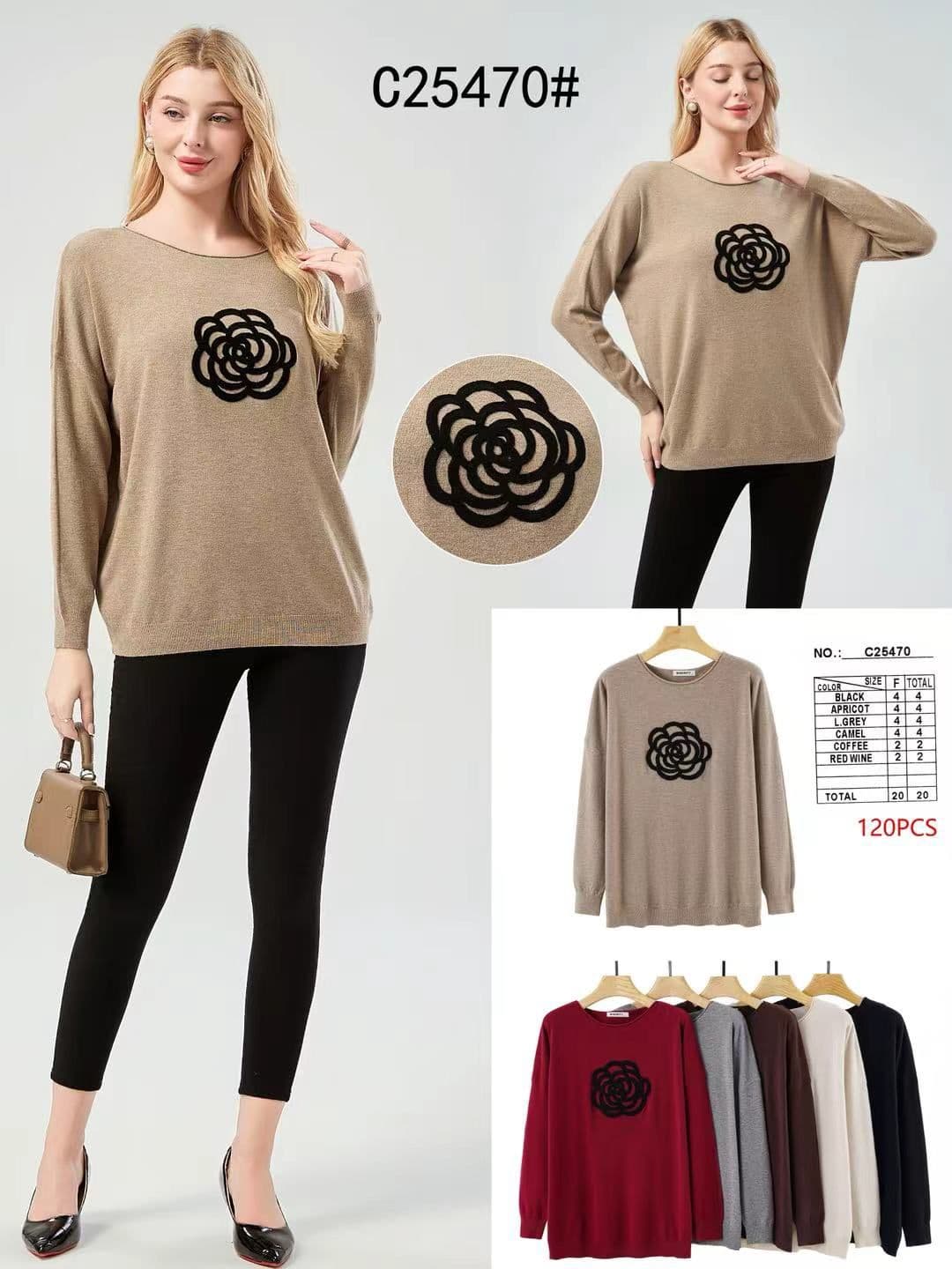 Sweter z aplikacją róży